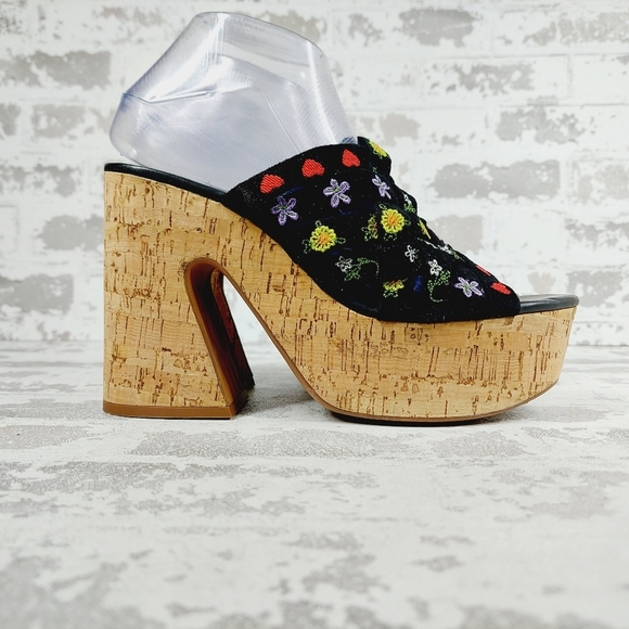 NEW Free People Women Lisbon Black Suede Platform Mules Sandals Clog W859 - Picture 5 of 13